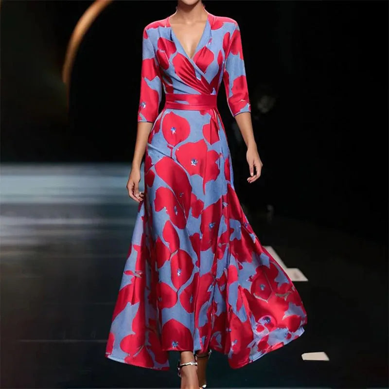 Daleyza - Elegant Print Maxi Dress