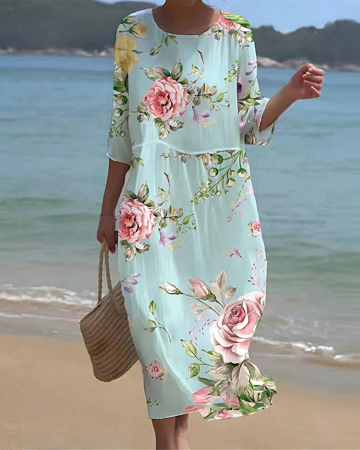 Miranda | Elegant Floral Dress that Hides the Belly