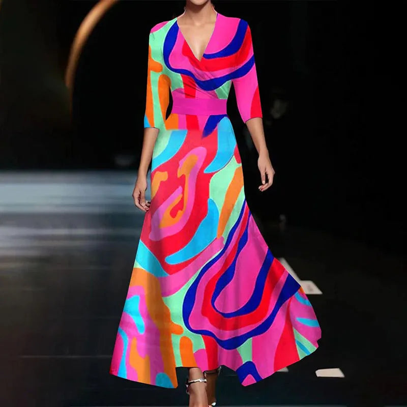 Daleyza - Elegant Print Maxi Dress