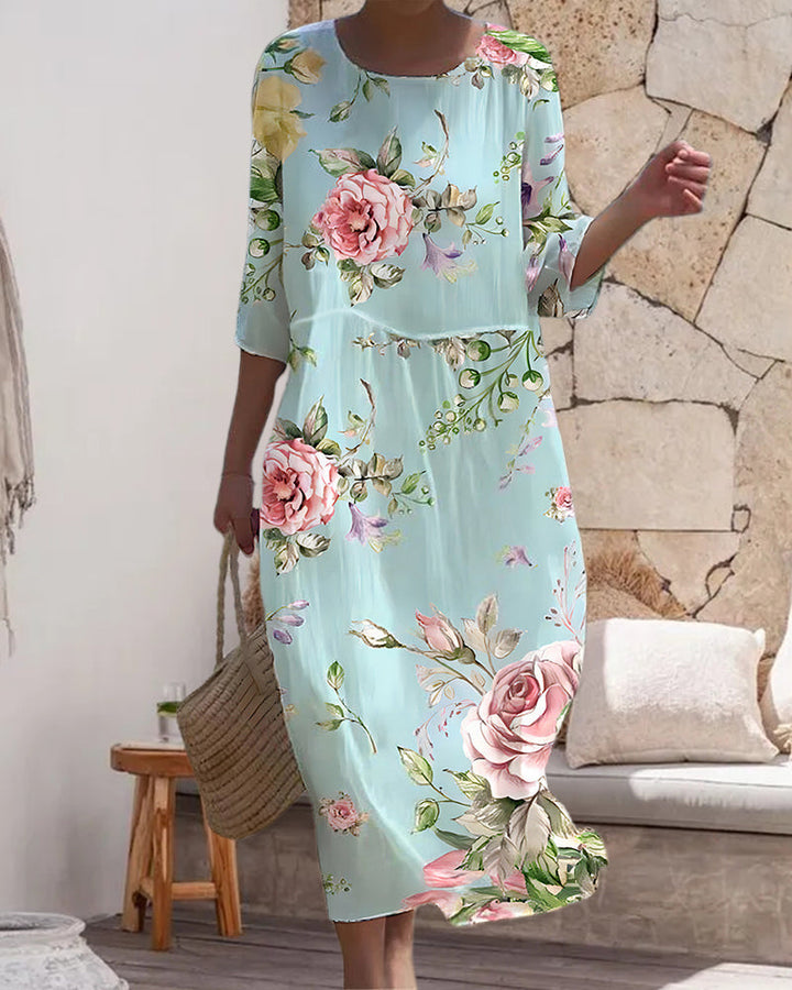 Miranda | Elegant Floral Dress that Hides the Belly