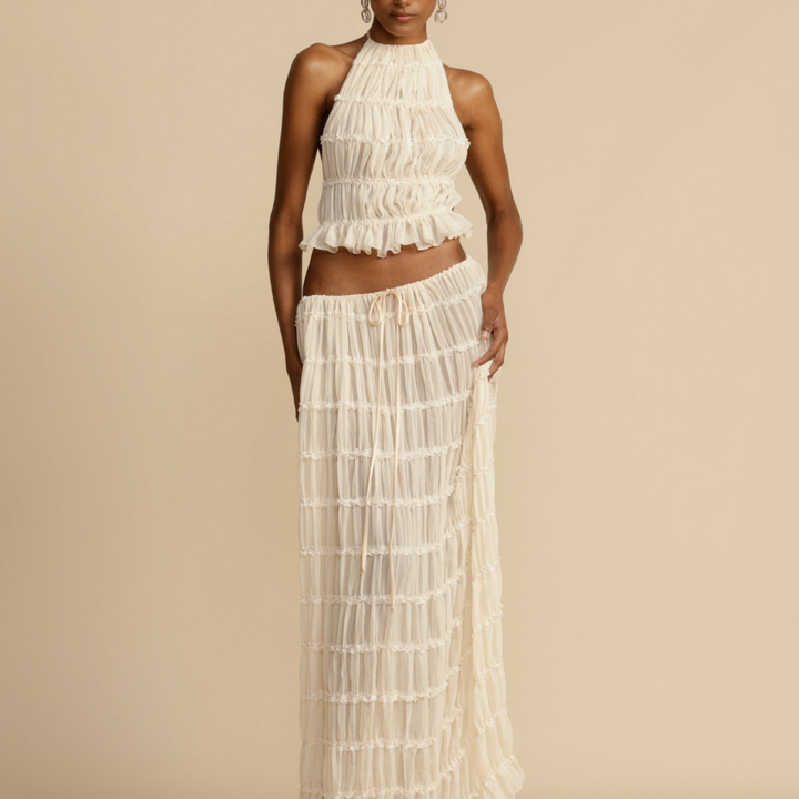 Rosalie Backless Pleated Set