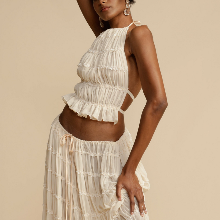 Rosalie Backless Pleated Set