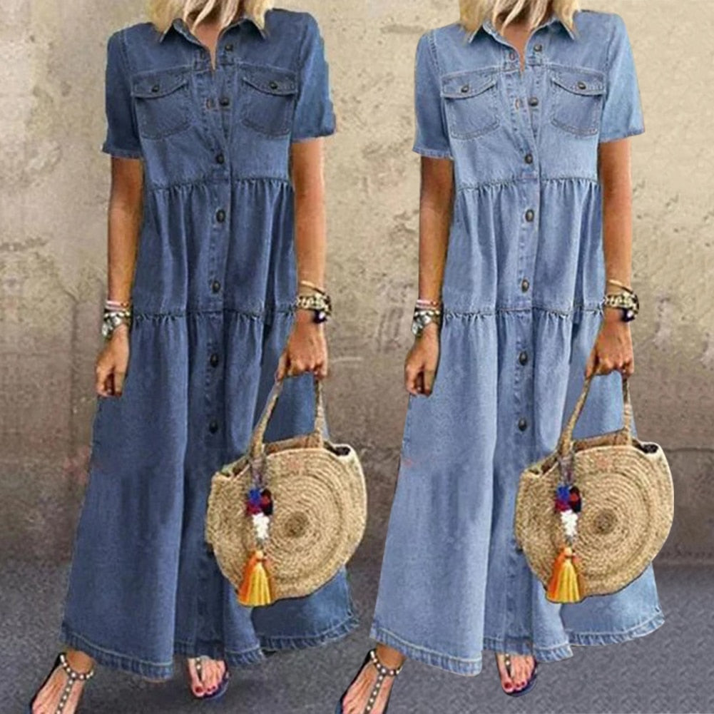 VERONICA™ - STYLISH SLIMMING DENIM DRESS