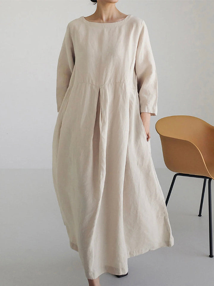 LINA | LOOSE LINEN DRESS WITH SIDE POCKETS